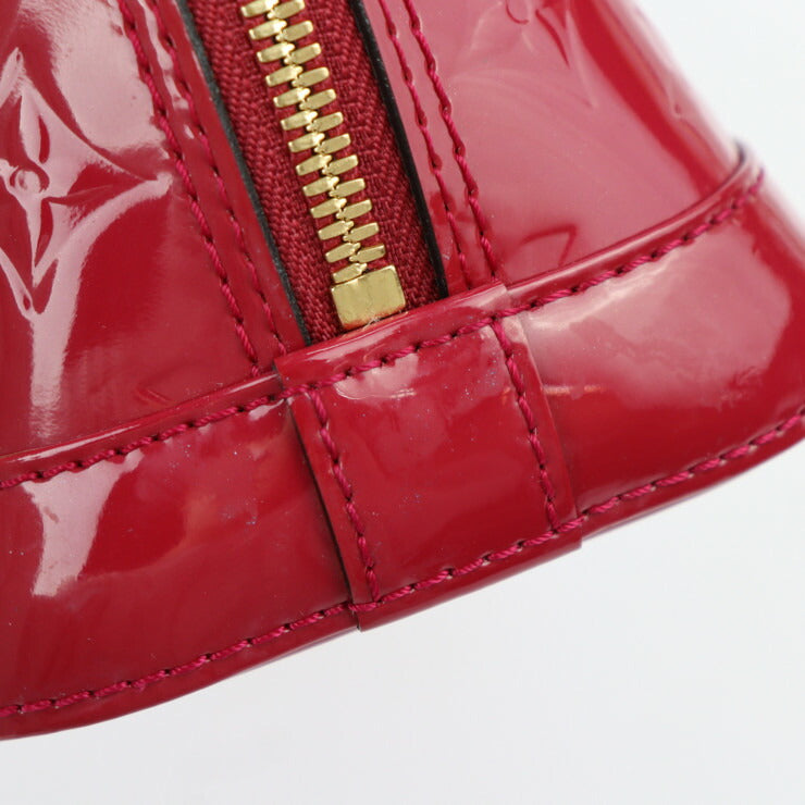 超美品 LOUIS VUITTON ルイ ヴィトン アルマ BB ヴェルニ ハンドバッグ M91606 パテントレザー ポムダムール レッド系 ゴールド金具 2WAY ショルダーバッグ クロスボディ ビトン