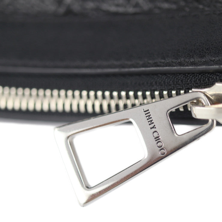 美品 JIMMY CHOO ジミーチュウ デレク DEREK セカンドバッグ DEREK EMG レザー ブラック スタースタッズ エンボス