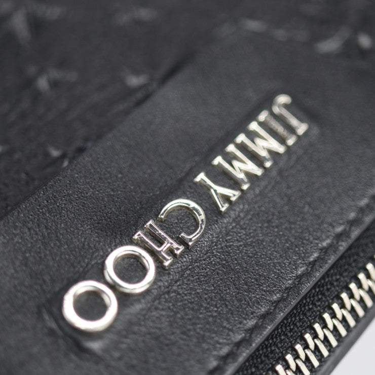 美品 JIMMY CHOO ジミーチュウ デレク DEREK セカンドバッグ DEREK EMG レザー ブラック スタースタッズ エンボス