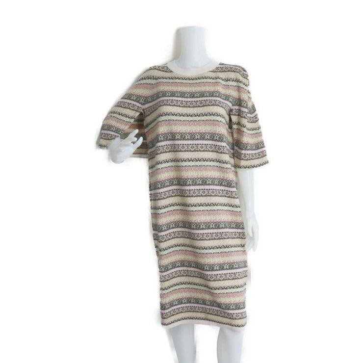 超美品 CHANEL シャネル アパレル ワンピース P54486K07123 表記サイズ 42 カシミヤ100％ ベージュ系 マルチカラー ニットワンピース ひざ丈