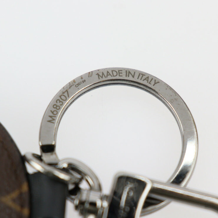 LOUIS VUITTON Louis Vuitton Portecle Padded Key Holder M68307 Monogram Canvas Leather Brown Blue Green White Silver Hardware Key Ring Bag Charm Vuitton