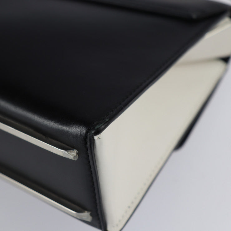 BALENCIAGA バレンシアガ ミニトラペーズ マイヨン ハンドバッグ 331916 カーフレザー ブラック アイボリー系 シルバー金具 2WAY ショルダーバッグ