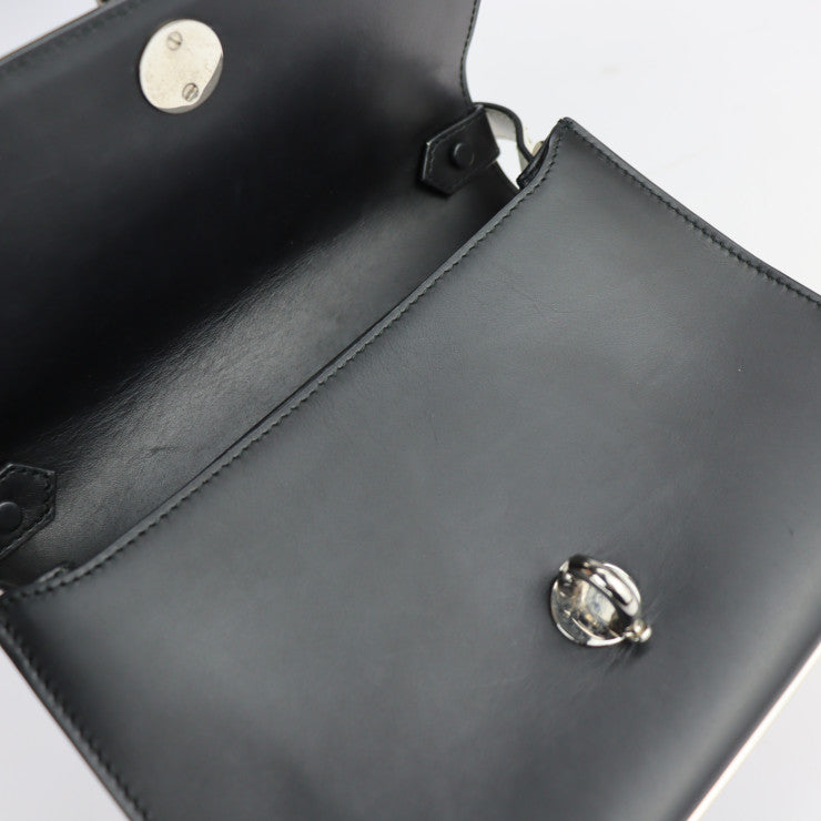 BALENCIAGA バレンシアガ ミニトラペーズ マイヨン ハンドバッグ 331916 カーフレザー ブラック アイボリー系 シルバー金具 2WAY ショルダーバッグ