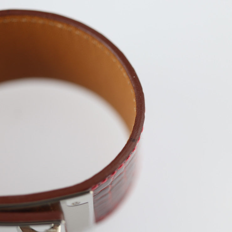 超美品 HERMES エルメス ケリー ドッグ ブレスレット - アリゲーター レッド系 シルバー金具 X刻印 エキゾチックレザー クロコ ワニ