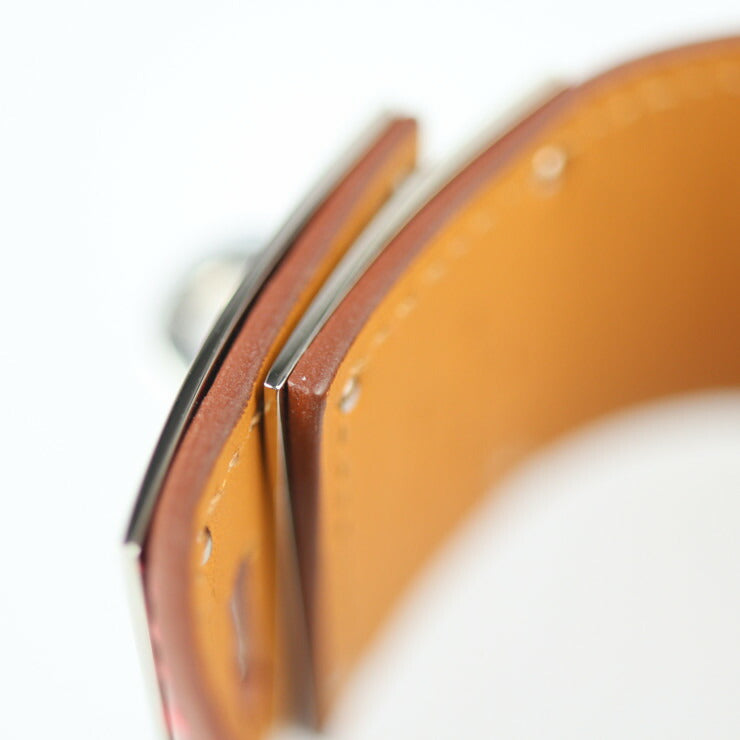 超美品 HERMES エルメス ケリー ドッグ ブレスレット - アリゲーター レッド系 シルバー金具 X刻印 エキゾチックレザー クロコ ワニ