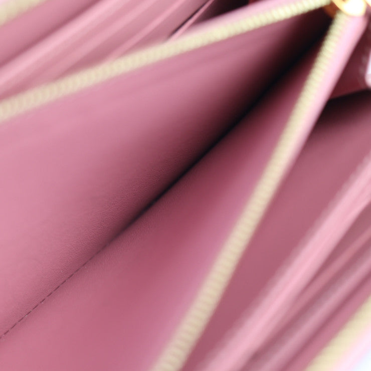 美品 LOUIS VUITTON ルイ ヴィトン ジッピー ウォレット ヴェルニ 長財布 M90474 パテントレザー ローズブラッシュ ピンク ゴールド金具 ラウンドファスナー ジップアラウンド ロングウォレット ビトン