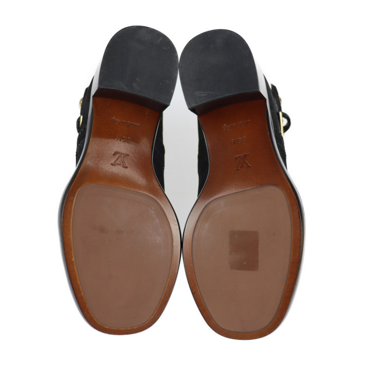 超美品 LOUIS VUITTON ルイ ヴィトン アンクルブーツ ブーツ - 表記サイズ 35 1/2 レザー ブラック ゴールド金具 ショートブーツ ベルト ビトン