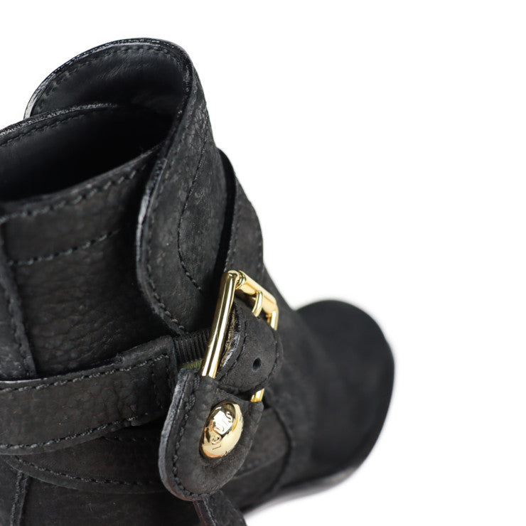 超美品 LOUIS VUITTON ルイ ヴィトン アンクルブーツ ブーツ - 表記サイズ 35 1/2 レザー ブラック ゴールド金具 ショートブーツ ベルト ビトン