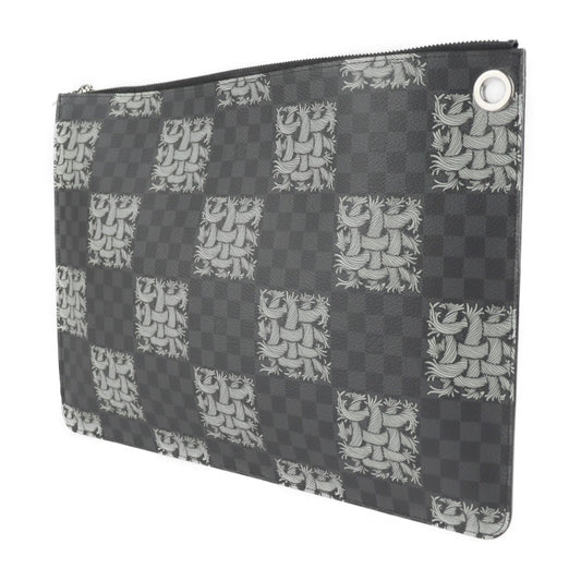 超美品 LOUIS VUITTON ルイ ヴィトン ポシェット ジュールＧＭ クリストファーネメス ダミエグラフィット セカンドバッグ M61232 PVC レザー ブラック グレー クラッチバッグ ハンドバッグ 書類鞄 ビトン