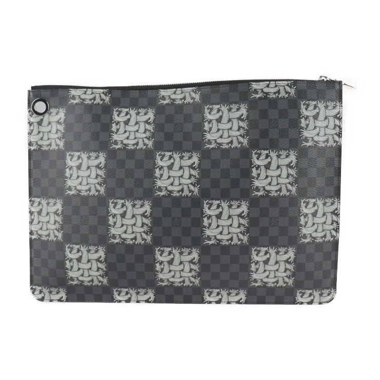 超美品 LOUIS VUITTON ルイ ヴィトン ポシェット ジュールＧＭ クリストファーネメス ダミエグラフィット セカンドバッグ M61232 PVC レザー ブラック グレー クラッチバッグ ハンドバッグ 書類鞄 ビトン