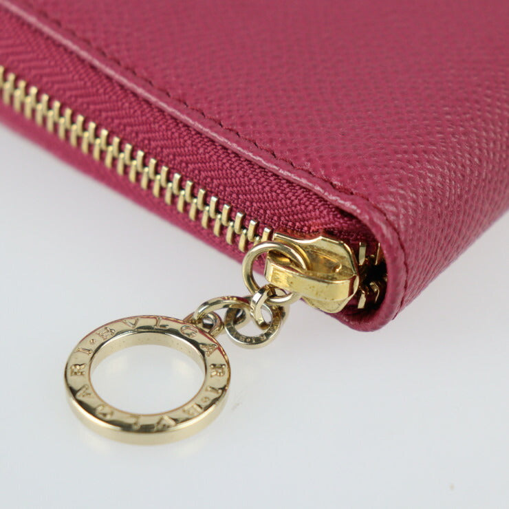 超美品 BVLGARI ブルガリ ブルガリブルガリ 長財布 286311 レザー HEATHER AMETHYST ピンク系 ゴールド金具 ラウンドファスナー