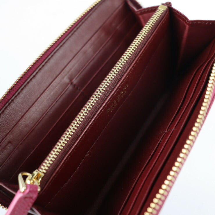超美品 BVLGARI ブルガリ ブルガリブルガリ 長財布 286311 レザー HEATHER AMETHYST ピンク系 ゴールド金具 ラウンドファスナー
