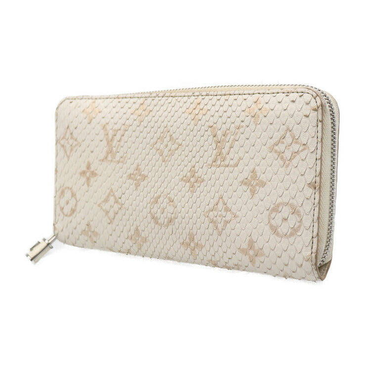 美品 LOUIS VUITTON ルイ ヴィトン ジッピーウォレット モノグラム 長財布 N97773 パイソン ホワイト系 ラウンドファスナー シルバー金具 エキゾチック