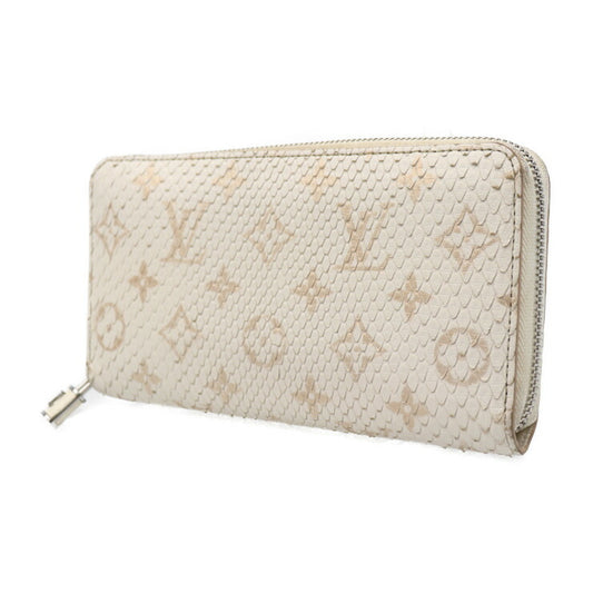 美品 LOUIS VUITTON ルイ ヴィトン ジッピーウォレット モノグラム 長財布 N97773 パイソン ホワイト系 ラウンドファスナー シルバー金具 エキゾチック