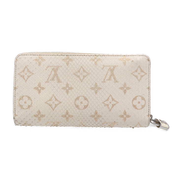 美品 LOUIS VUITTON ルイ ヴィトン ジッピーウォレット モノグラム 長財布 N97773 パイソン ホワイト系 ラウンドファスナー シルバー金具 エキゾチック