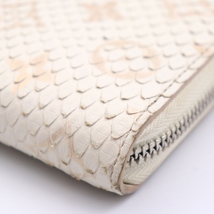 美品 LOUIS VUITTON ルイ ヴィトン ジッピーウォレット モノグラム 長財布 N97773 パイソン ホワイト系 ラウンドファスナー シルバー金具 エキゾチック