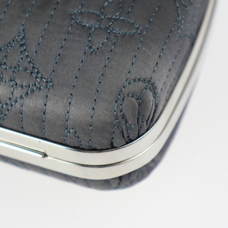 LOUIS VUITTON ルイ ヴィトン ミノディエール モノグラムモタード クラッチバッグ M95802 サテン グレー系 シルバー金具 2WAY チェーンショルダーバッグ がま口 ビトン