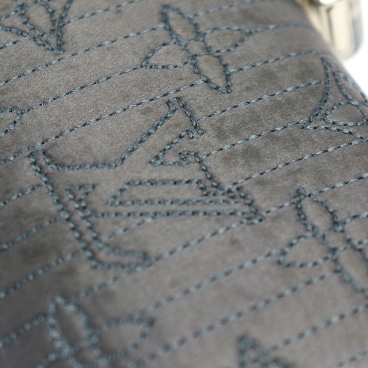 LOUIS VUITTON ルイ ヴィトン ミノディエール モノグラムモタード クラッチバッグ M95802 サテン グレー系 シルバー金具 2WAY チェーンショルダーバッグ がま口 ビトン