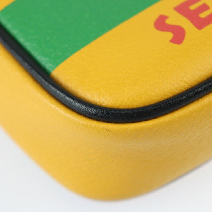 美品 GUCCI グッチ ベルトバッグ SONY MUSIC コラボ ウエストバッグ 602695 レザー イエロー マルチカラー ゴールド金具 100周年記念 ロゴ ボディバッグ ウエストポーチ バムバッグ