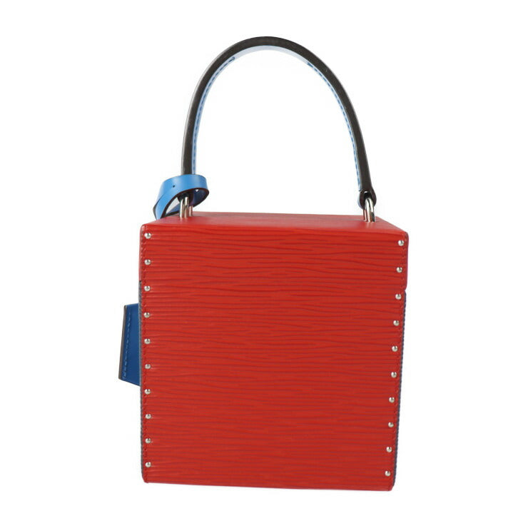 美品 LOUIS VUITTON ルイ ヴィトン ブリーカーボックス エピ ハンドバッグ M52466 エピレザー ネイビー ブルー レッド シルバー金具 2WAY ショルダーバッグ 化粧箱 小物入れ マルチケース ビトン