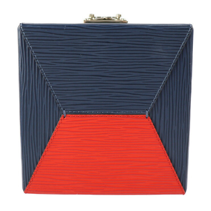 美品 LOUIS VUITTON ルイ ヴィトン ブリーカーボックス エピ ハンドバッグ M52466 エピレザー ネイビー ブルー レッド シルバー金具 2WAY ショルダーバッグ 化粧箱 小物入れ マルチケース ビトン