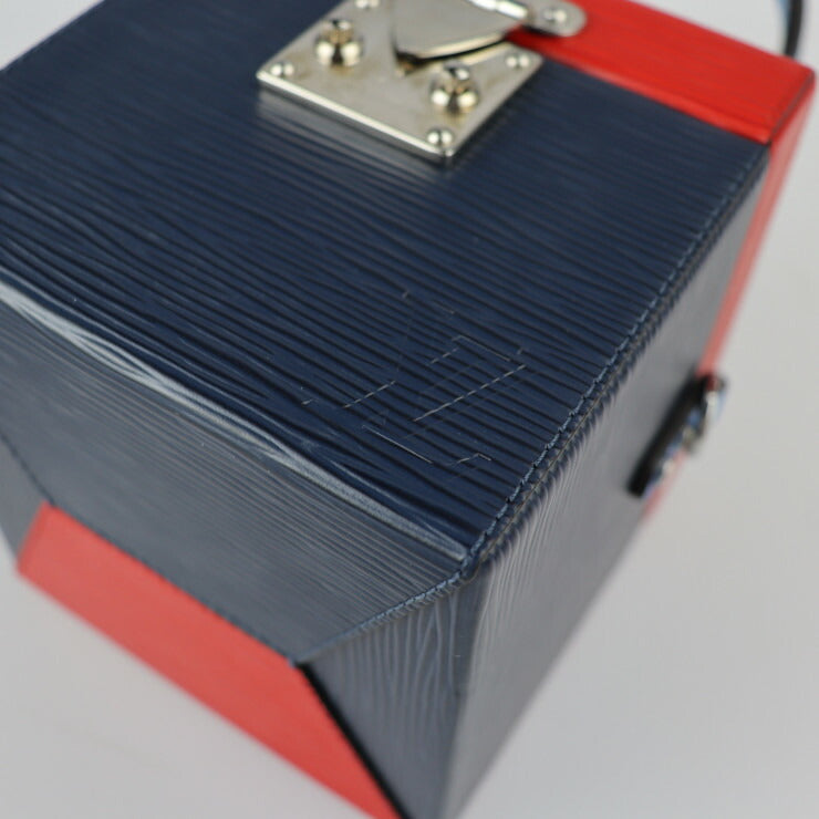 美品 LOUIS VUITTON ルイ ヴィトン ブリーカーボックス エピ ハンドバッグ M52466 エピレザー ネイビー ブルー レッド シルバー金具 2WAY ショルダーバッグ 化粧箱 小物入れ マルチケース ビトン
