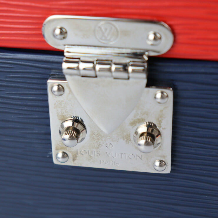 美品 LOUIS VUITTON ルイ ヴィトン ブリーカーボックス エピ ハンドバッグ M52466 エピレザー ネイビー ブルー レッド シルバー金具 2WAY ショルダーバッグ 化粧箱 小物入れ マルチケース ビトン