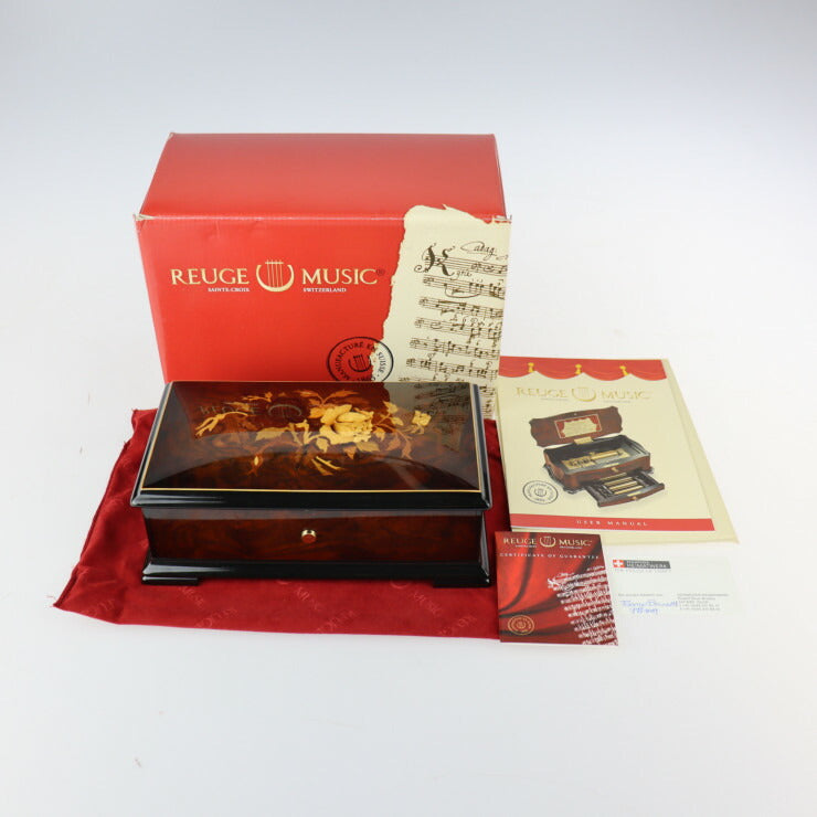 美品 REUGE リュージュ オルゴール 72弁 3曲 輸入雑貨 AXA.72.5650.000.0088 ウッド ブラウン系 ゴールド金具 Polonaise Tristesse Impromptu ポーランドの悲しみの即興曲 F.Chopin ショパン