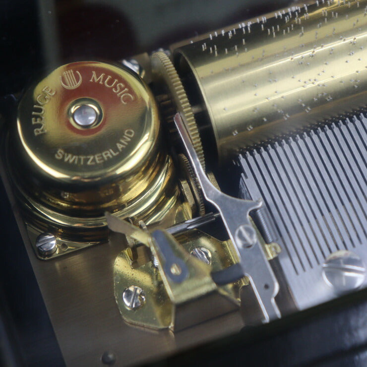 美品 REUGE リュージュ オルゴール 72弁 3曲 輸入雑貨 AXA.72.5650.000.0088 ウッド ブラウン系 ゴールド金具 Polonaise Tristesse Impromptu ポーランドの悲しみの即興曲 F.Chopin ショパン