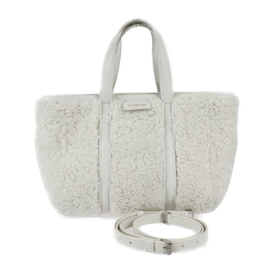 BALENCIAGA バレンシアガ バルベス スモール ハンドバッグ 671404 ムートン レザー ホワイト 2WAY