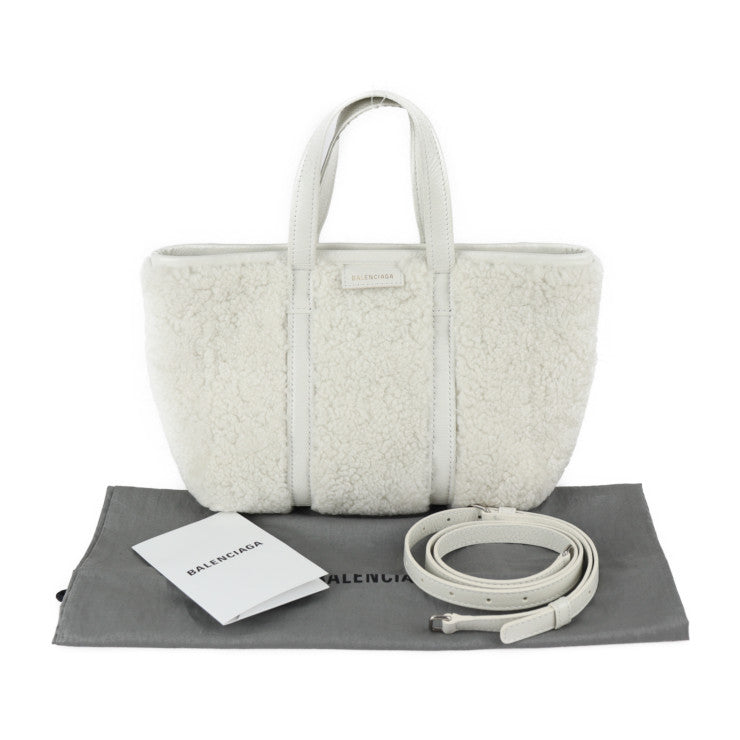 BALENCIAGA バレンシアガ バルベス スモール ハンドバッグ 671404 ムートン レザー ホワイト 2WAY