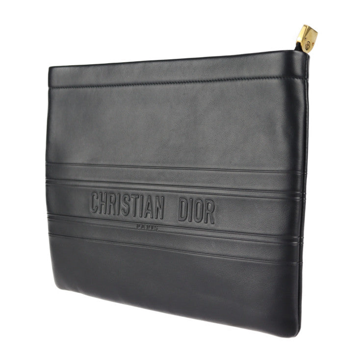 美品 Christian Dior クリスチャンディオール バッグ クラッチバッグ 19S5543CGSB レザー ブラック ゴールド金具 ポーチ