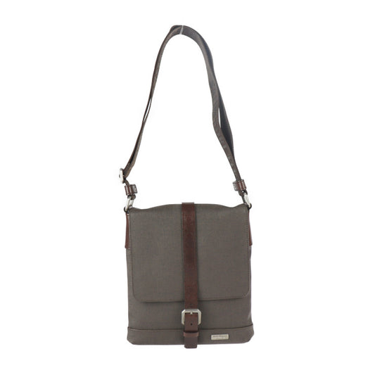 超美品 Salvatore Ferragamo サルヴァトーレ フェラガモ ガンチーニ ショルダーバッグ 24 9335 PVC レザー ブラウン系 シルバー金具 クロスボディバッグ