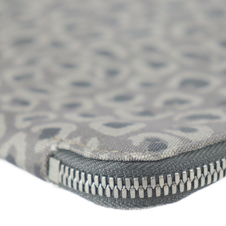 美品 GUCCI グッチ ポーチ セカンドバッグ 353480 キャンバス グレー系 クラッチバッグ ポーチ L字ファスナー ロゴ 豹柄 レオパードプリント