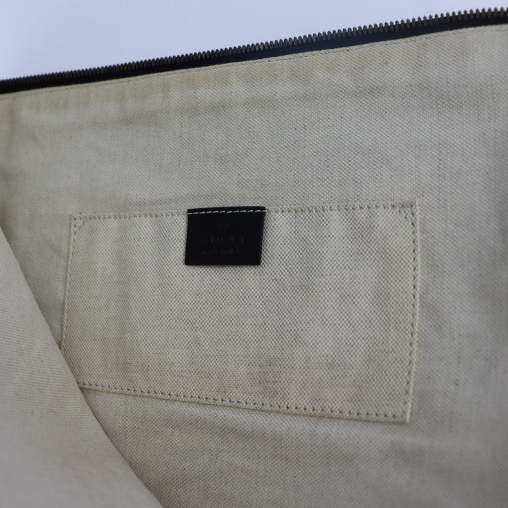 美品 GUCCI グッチ ポーチ セカンドバッグ 353480 キャンバス グレー系 クラッチバッグ ポーチ L字ファスナー ロゴ 豹柄 レオパードプリント