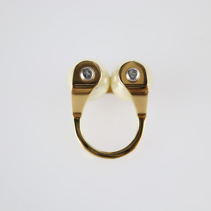 美品 LOUIS VUITTON ルイ ヴィトン LV スピーディ パール リング リング・指輪 M68068 表記サイズ S メタル フェイクパール ゴールド シルバー 約9号 アクセサリー 小物 ビトン