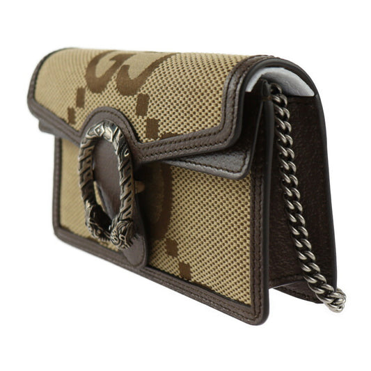 新古未使用展示品 GUCCI グッチ ディオニュソス ジャンボGG ショルダーバッグ 476432 GGキャンバス レザー ベージュ ブラウン シルバー金具 スーパーミニバッグ チェーン ショルダーポシェット タイガーヘッド