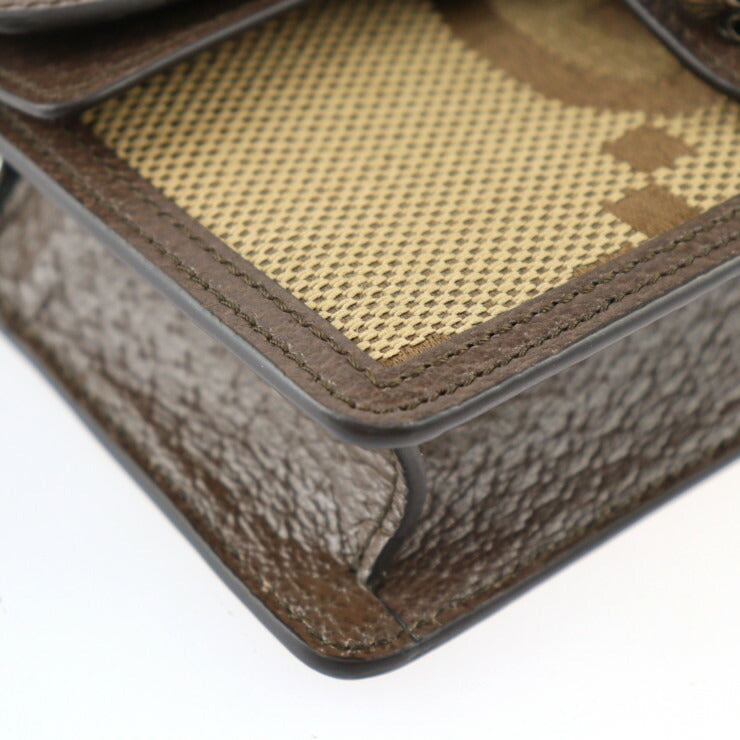 新古未使用展示品 GUCCI グッチ ディオニュソス ジャンボGG ショルダーバッグ 476432 GGキャンバス レザー ベージュ ブラウン シルバー金具 スーパーミニバッグ チェーン ショルダーポシェット タイガーヘッド