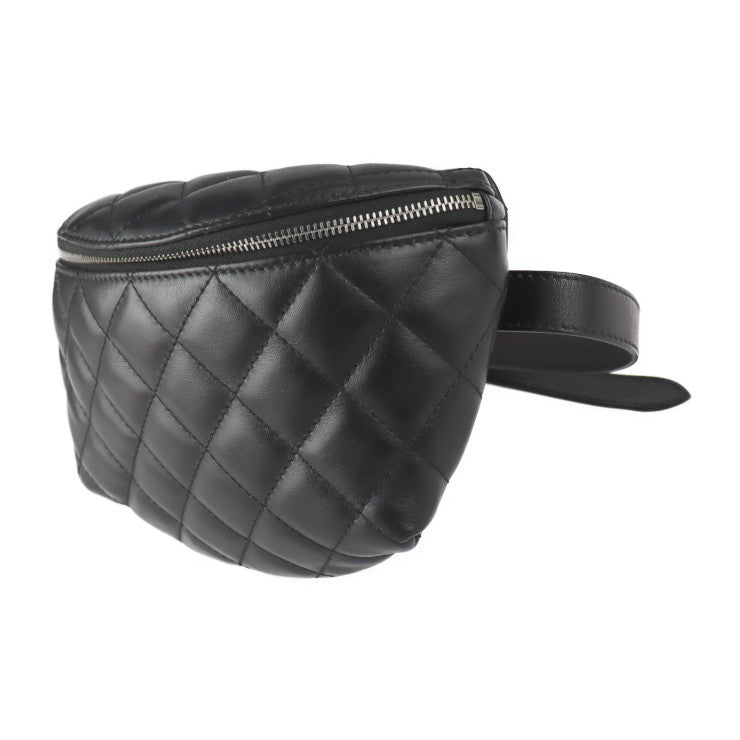 美品 CHANEL シャネル ベルトバッグ ユニフォーム マトラッセ ボディバッグ - ラムスキン ブラック シルバー金具 ウエストバッグ
