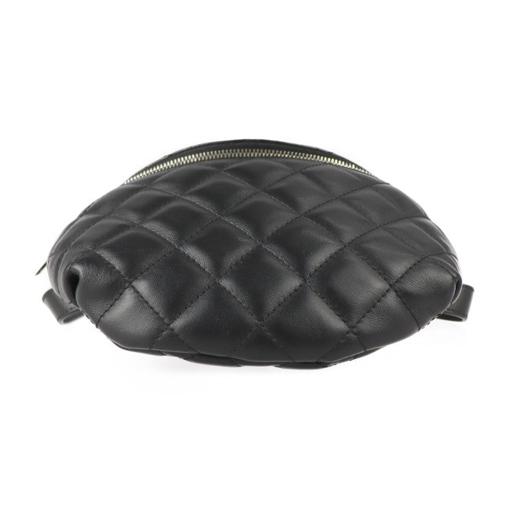 美品 CHANEL シャネル ベルトバッグ ユニフォーム マトラッセ ボディバッグ - ラムスキン ブラック シルバー金具 ウエストバッグ