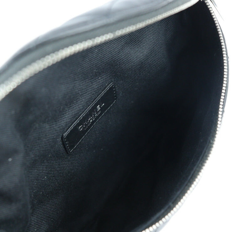 美品 CHANEL シャネル ベルトバッグ ユニフォーム マトラッセ ボディバッグ - ラムスキン ブラック シルバー金具 ウエストバッグ