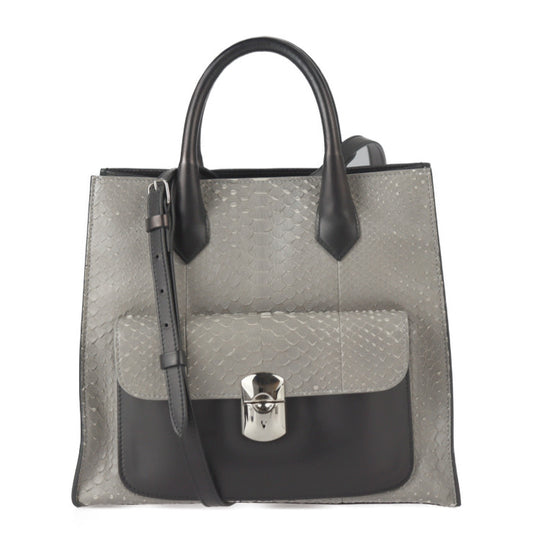 BALENCIAGA バレンシアガ パドロック オール アフタヌーン ハンドバッグ 319491 レザー パイソン ブラック グレー 2WAY ショルダーバッグ トートバッグ