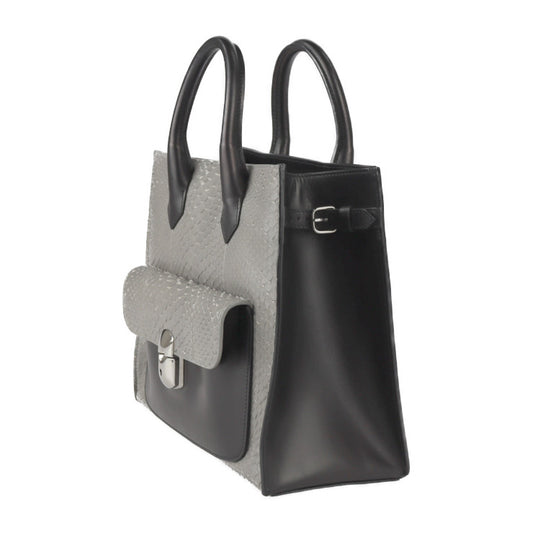 BALENCIAGA バレンシアガ パドロック オール アフタヌーン ハンドバッグ 319491 レザー パイソン ブラック グレー 2WAY ショルダーバッグ トートバッグ