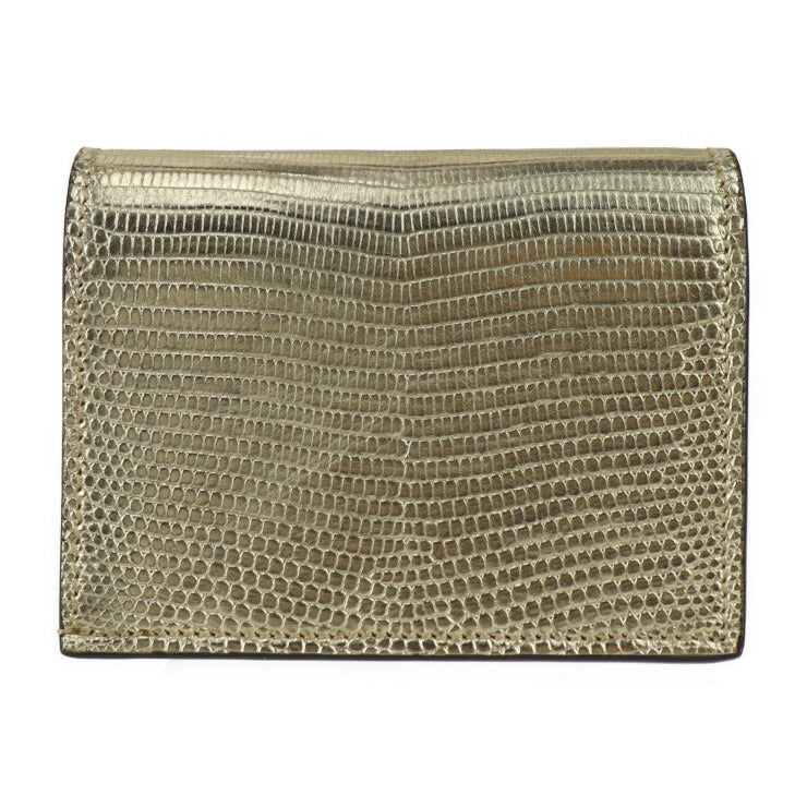美品 GUCCI グッチ コンパクトウォレット GGマーモント 二つ折り財布 456126 EYZAG リザード レザー ゴールド