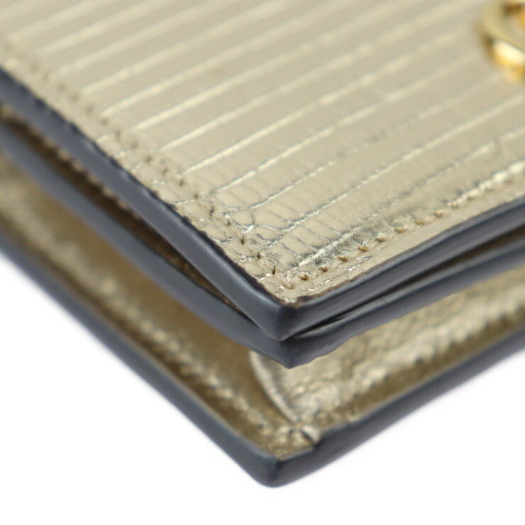 美品 GUCCI グッチ コンパクトウォレット GGマーモント 二つ折り財布 456126 EYZAG リザード レザー ゴールド