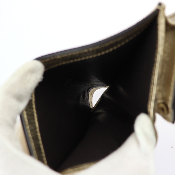 美品 GUCCI グッチ コンパクトウォレット GGマーモント 二つ折り財布 456126 EYZAG リザード レザー ゴールド