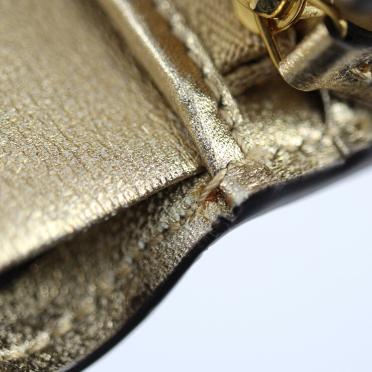 美品 GUCCI グッチ コンパクトウォレット GGマーモント 二つ折り財布 456126 EYZAG リザード レザー ゴールド