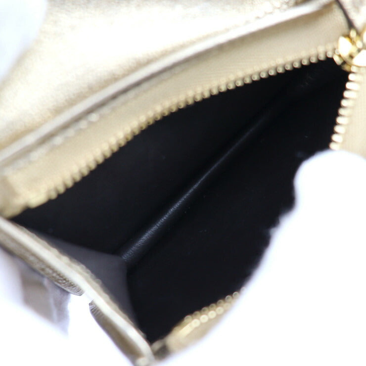 美品 GUCCI グッチ コンパクトウォレット GGマーモント 二つ折り財布 456126 EYZAG リザード レザー ゴールド