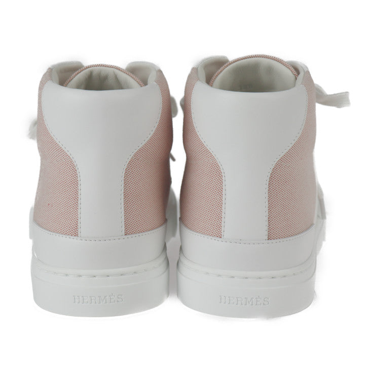 新品未使用展示品 HERMES エルメス デイドリーム スニーカー H221191Z C5380 表記サイズ 38 1/2 トワルアッシュ カーフレザー フランボワーズ ホワイト シルバー金具 ケリーバックル ハイカットスニーカー 参考サイズ約25.5cm