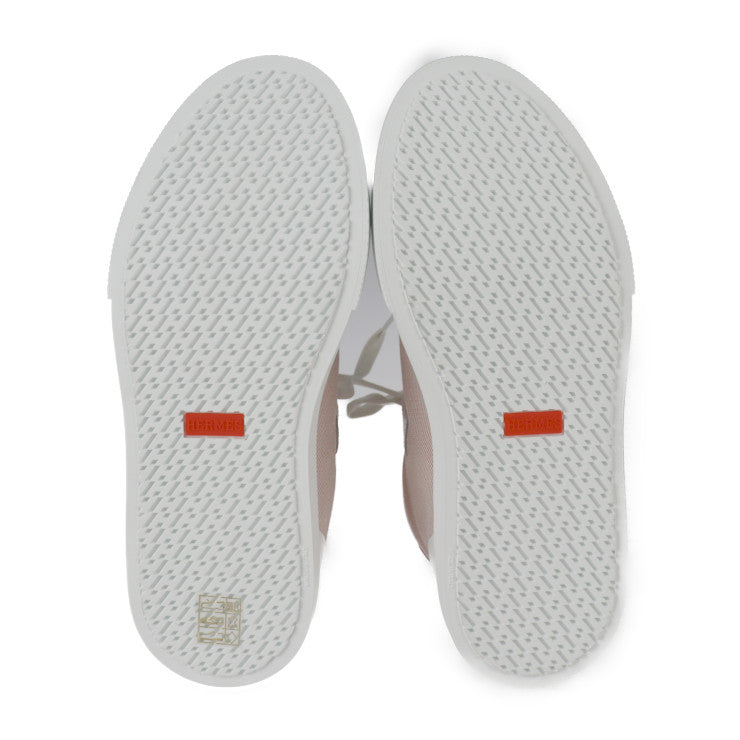 新品未使用展示品 HERMES エルメス デイドリーム スニーカー H221191Z C5380 表記サイズ 38 1/2 トワルアッシュ カーフレザー フランボワーズ ホワイト シルバー金具 ケリーバックル ハイカットスニーカー 参考サイズ約25.5cm